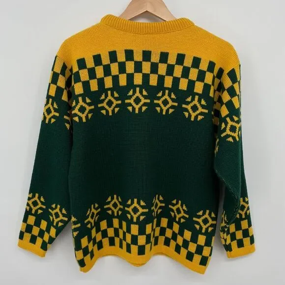 Vintage 100% Worsted Wool Sweater Size M L Peerless Richards Greenwich Ski Moto - Picture 7 of 10